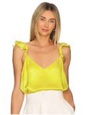Cami NYC Yellow Ruffle Strap V-Neck Camisole